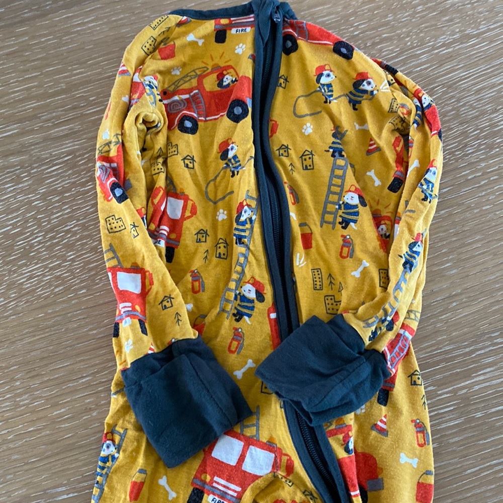 Little sleepies onesie, fire truck print. 6-12 months